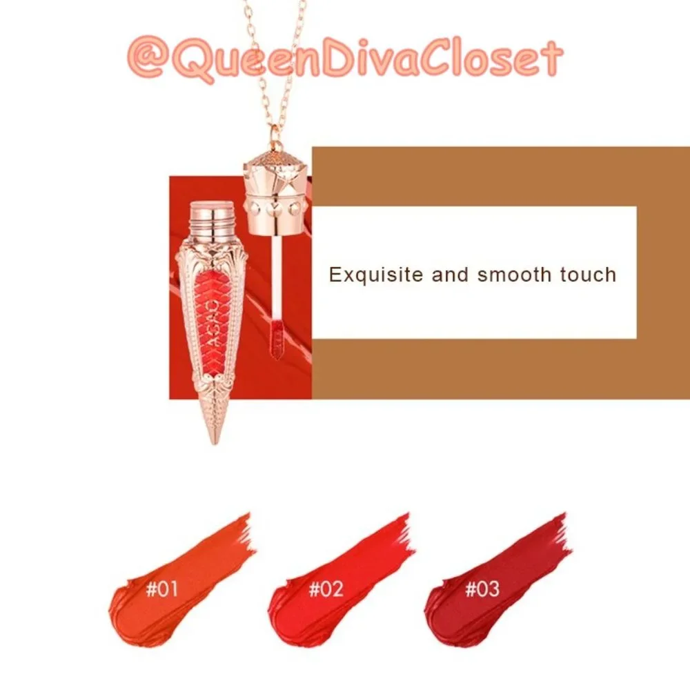 Queen's Scepter Red Vile Pendent Matte Velvet Liquid Lipstick Carrot 01 - Picture 5 of 9